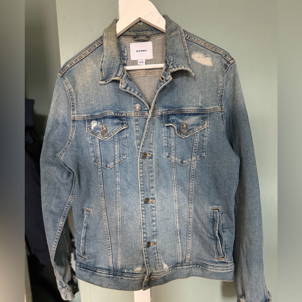 Old Navy Distressed Denim Trucker Jacket
